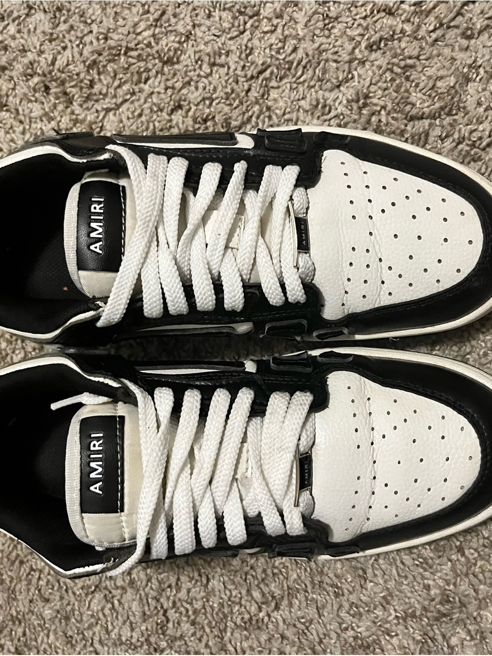 AMIRI Men’s White and Black Low-Top Leather Sneakers